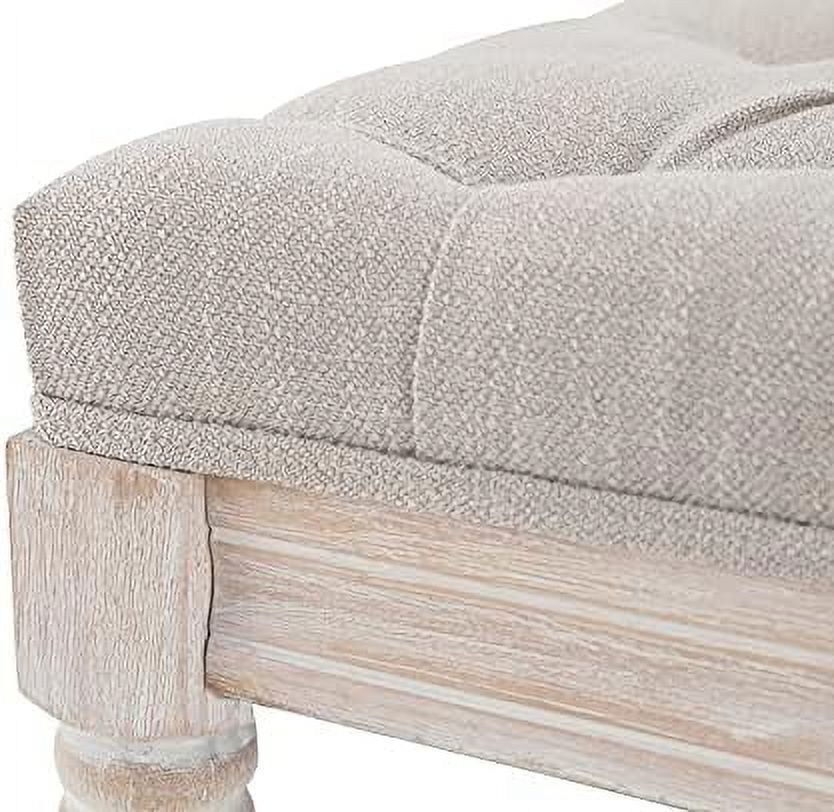 Gray Tufted Wood Entryway Bench H59961