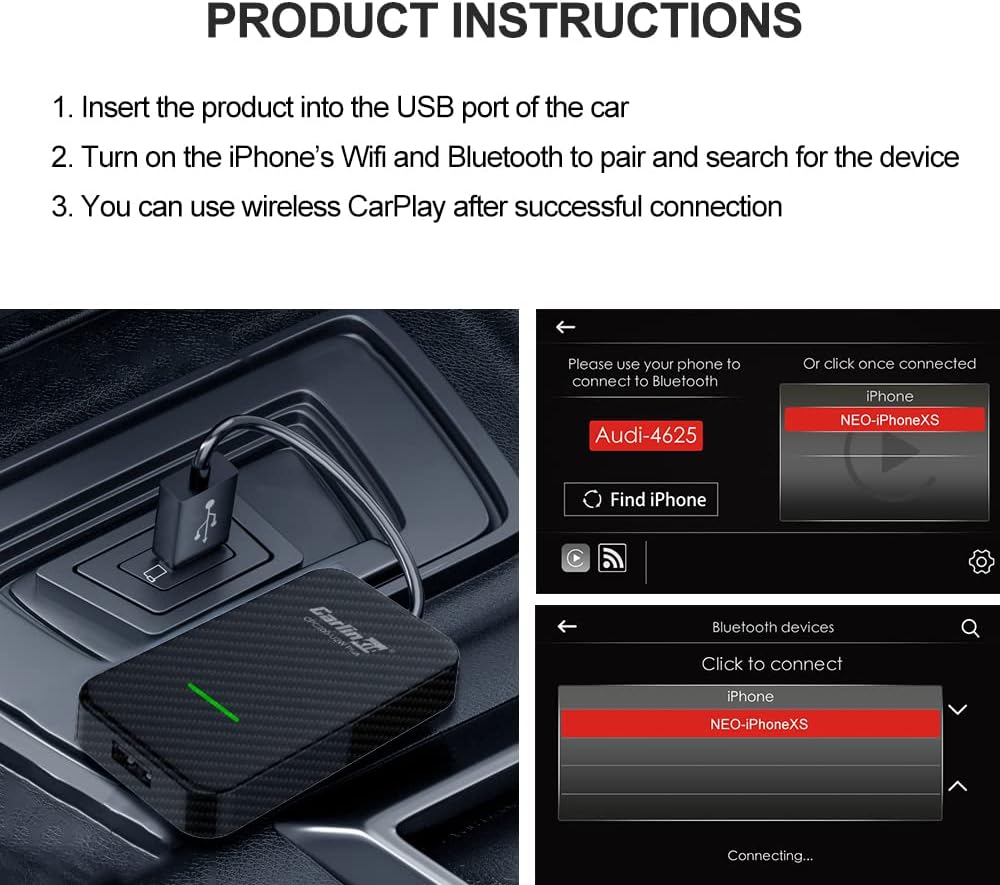 Wireless CarPlay Adapter, 3.0 Version, Wi-Fi 5G F1054