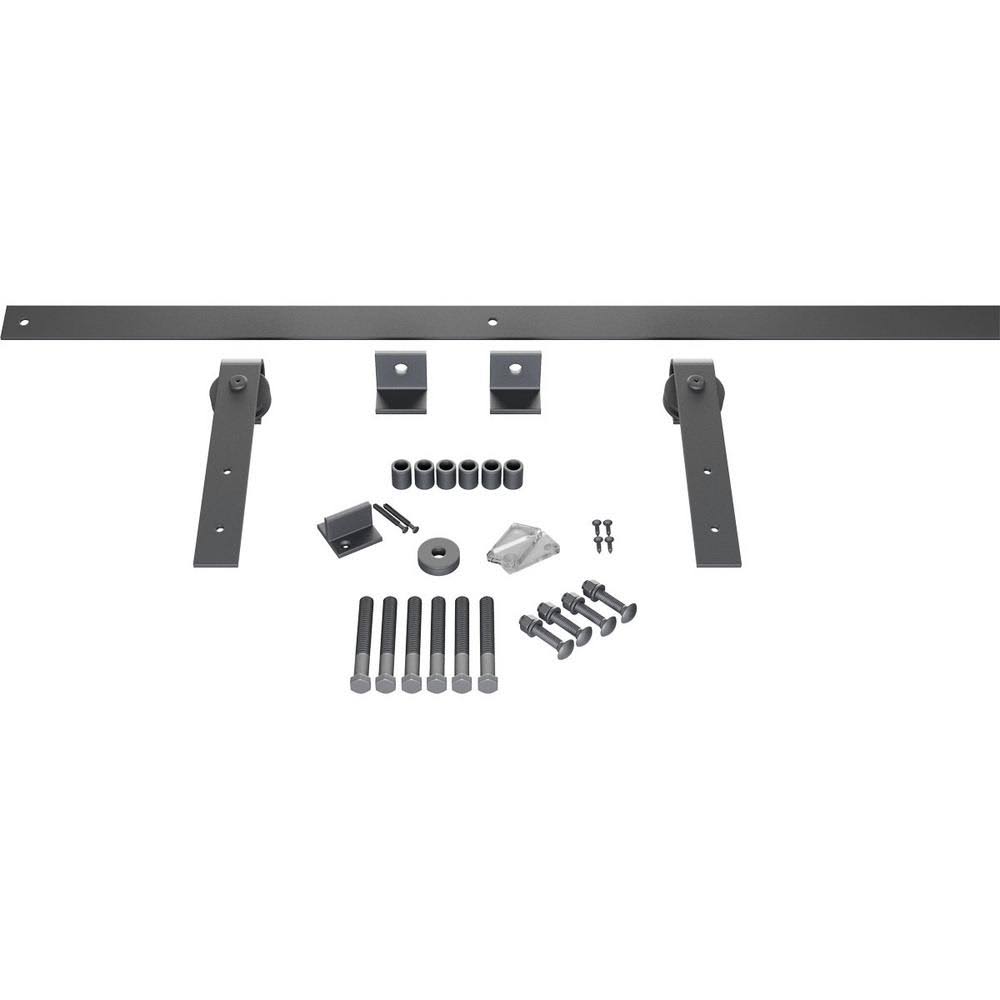 Barn Door Hardware Set with 8 ft Track, Silver Metallic D712105