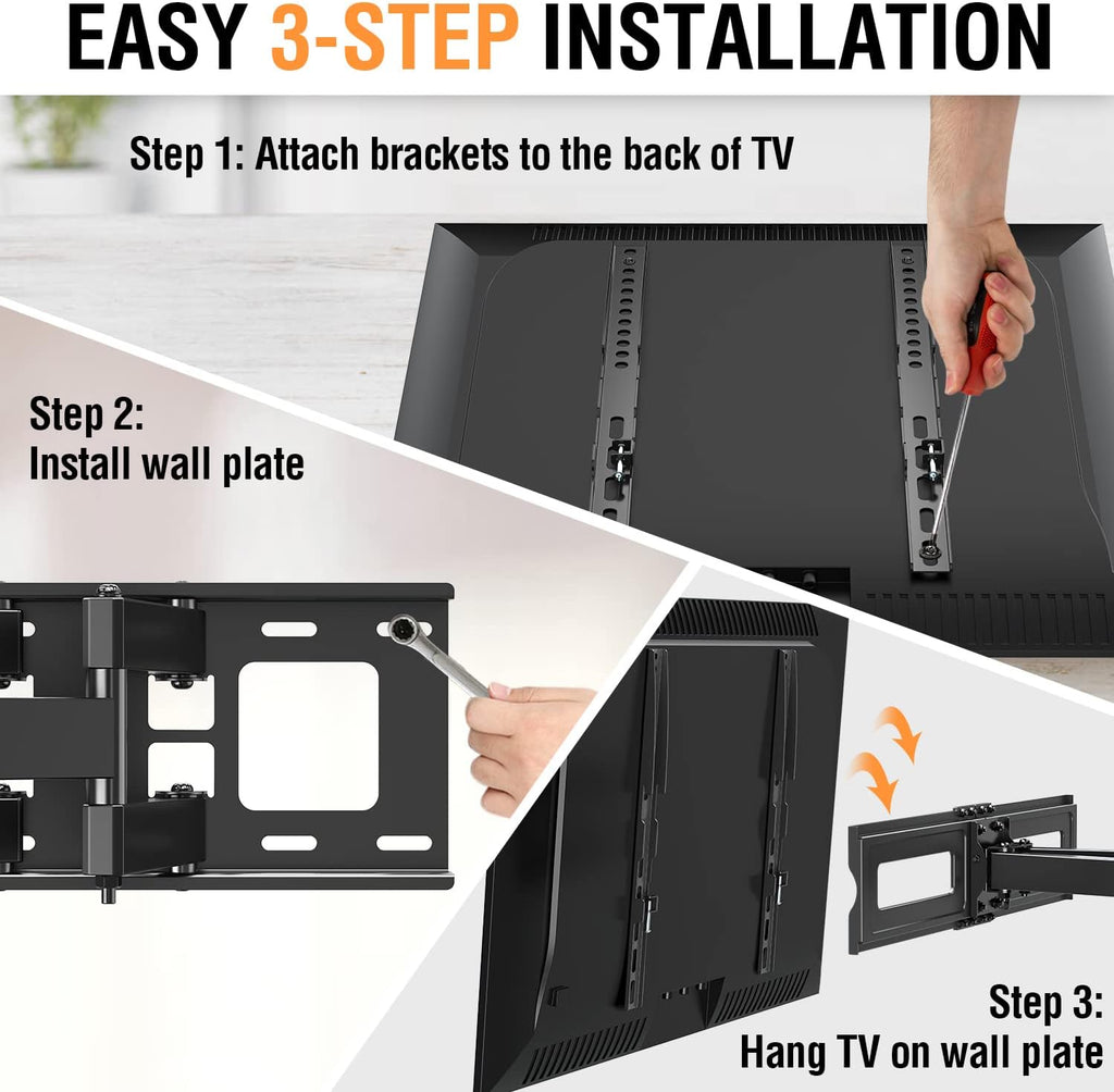 TV Wall Mount for 37-75 Inch Flat Screen TVs, Swivel and Tilt Full Motion, Max VESA 600x400mm, 99 lbs, Pack of 2 B8495