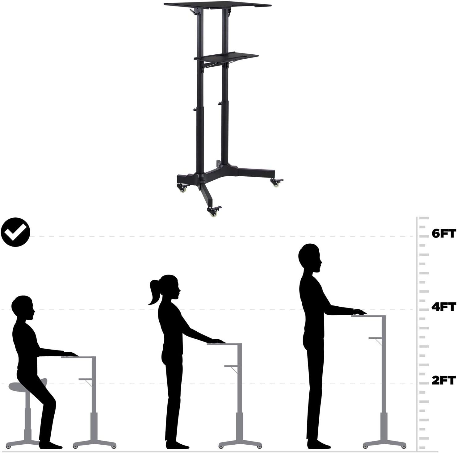 Mobile Standing Height Desk with Caster Wheels U292