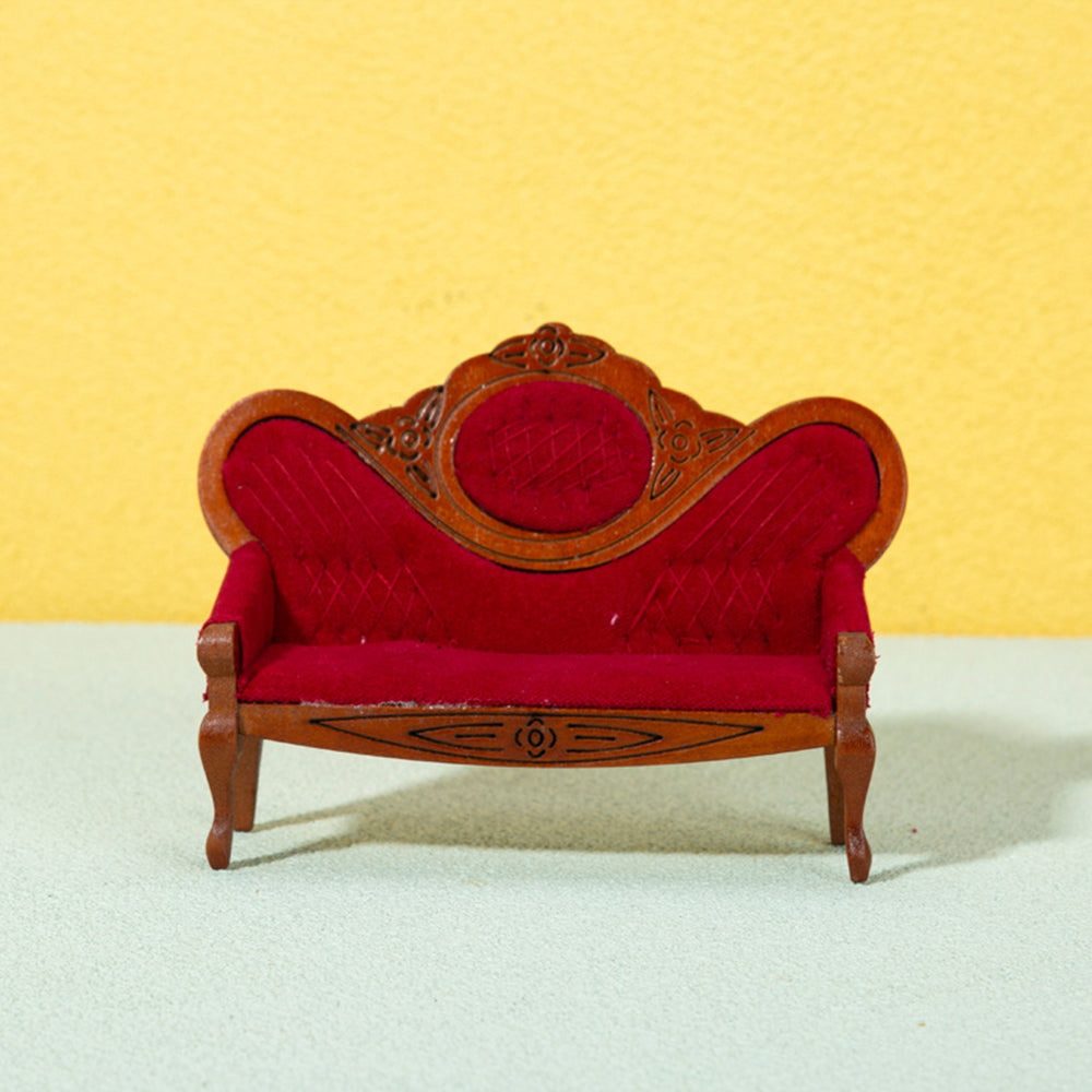 Walnut Wood Dollhouse Mini Sofa Z2245