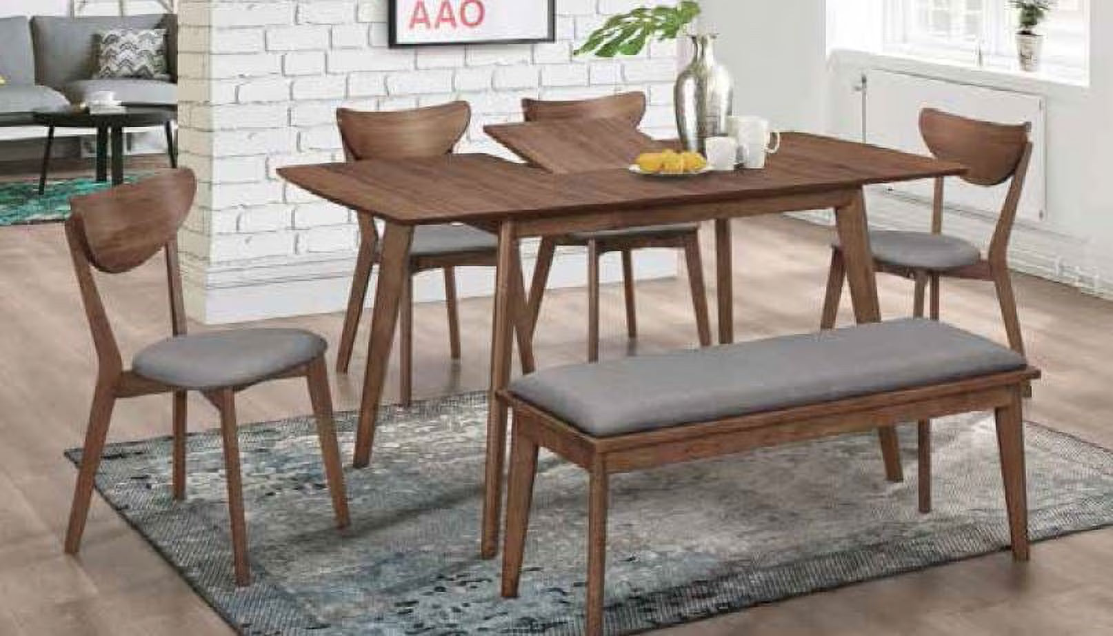Natural Walnut and Grey Dining Room Set C562802