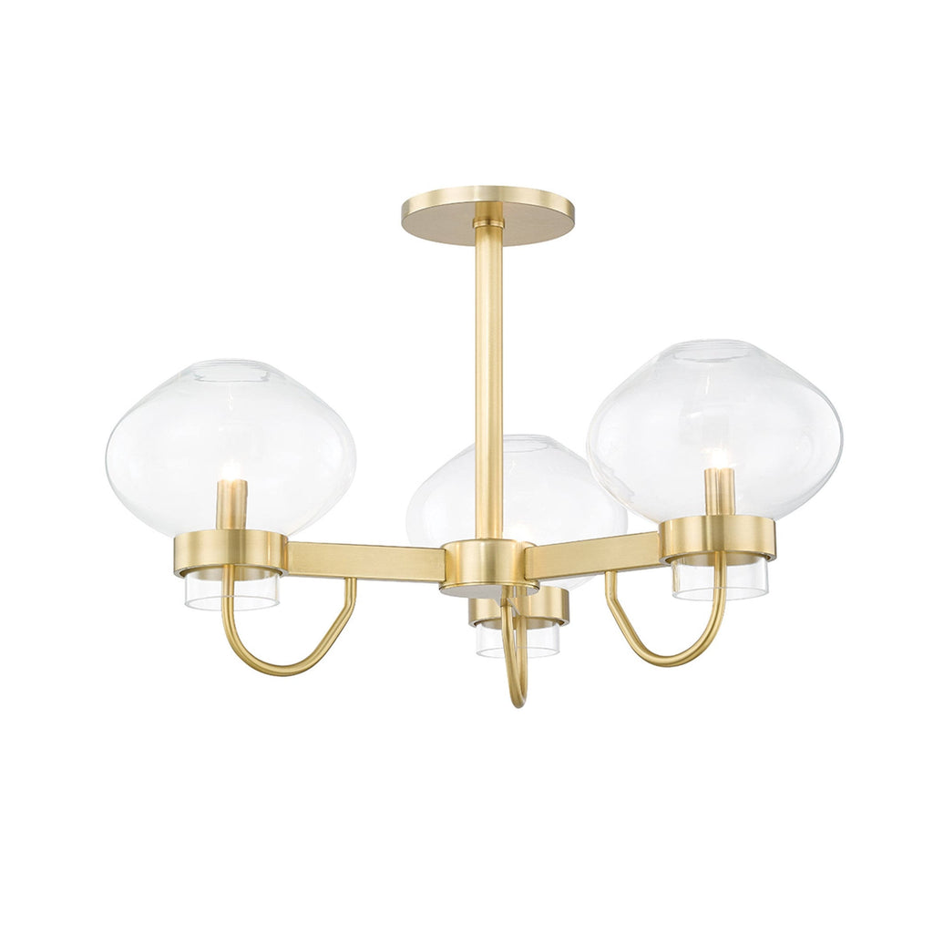 3-Light Semi Flush Aged Brass U546