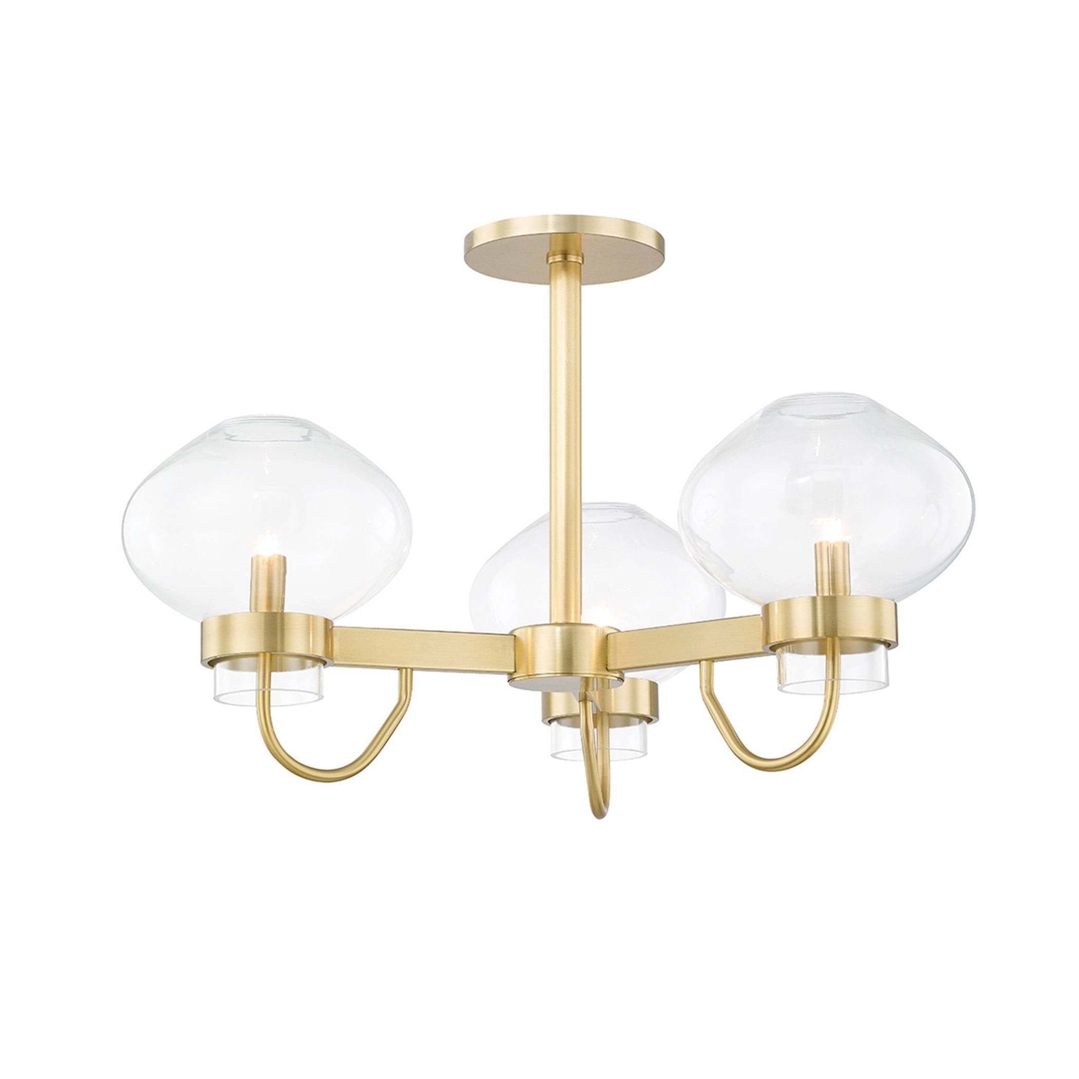 3-Light Semi Flush Aged Brass U546