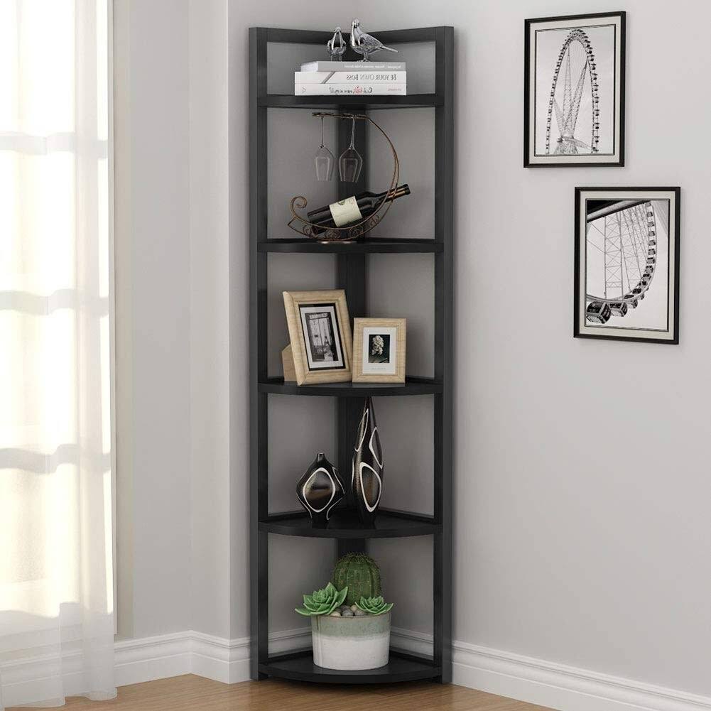 Black/Espresso 5 Tier Corner Bookshelf H37114