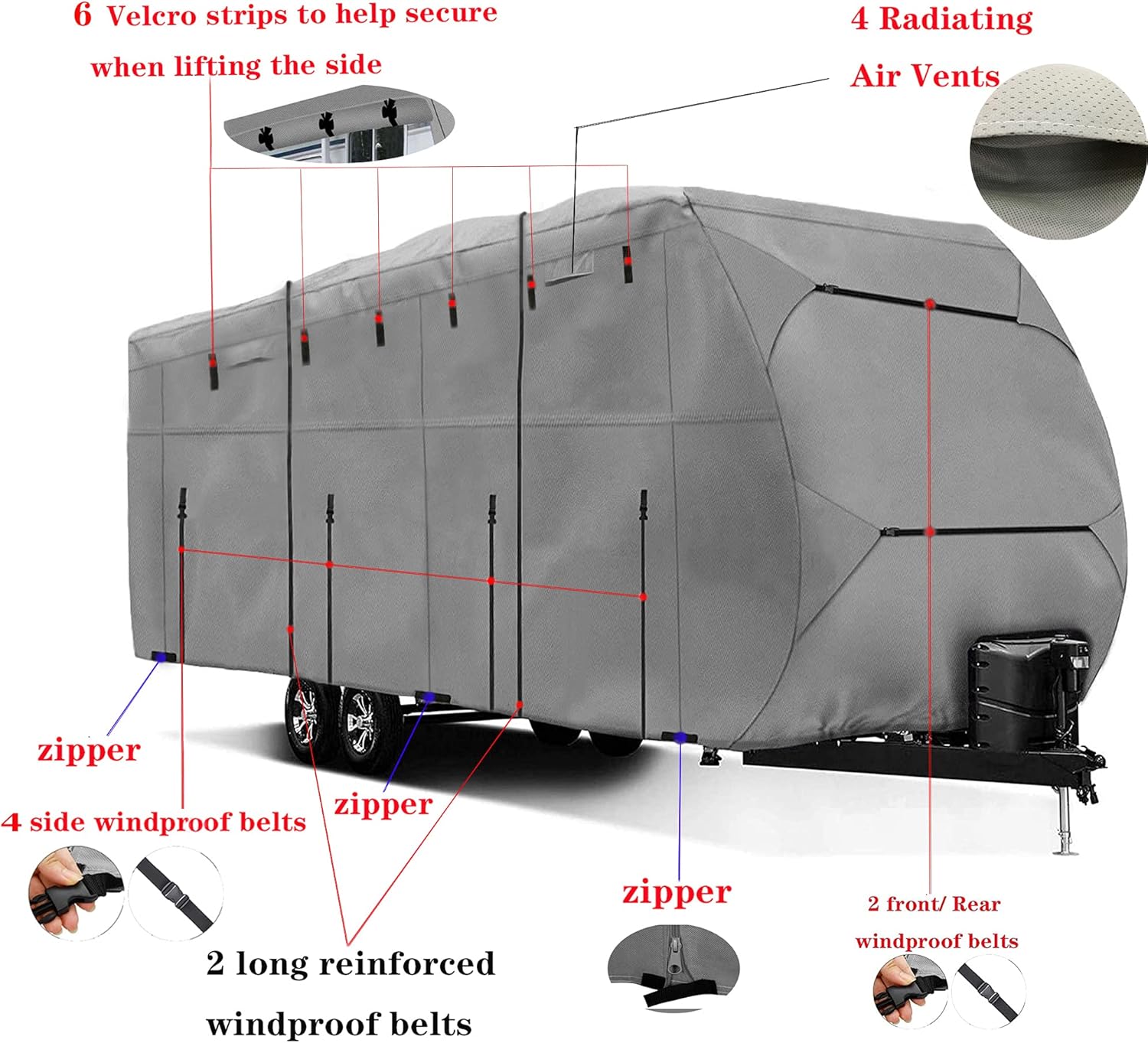 Waterproof 420D Heavy Duty Polyester Oxford RV Cover B9945