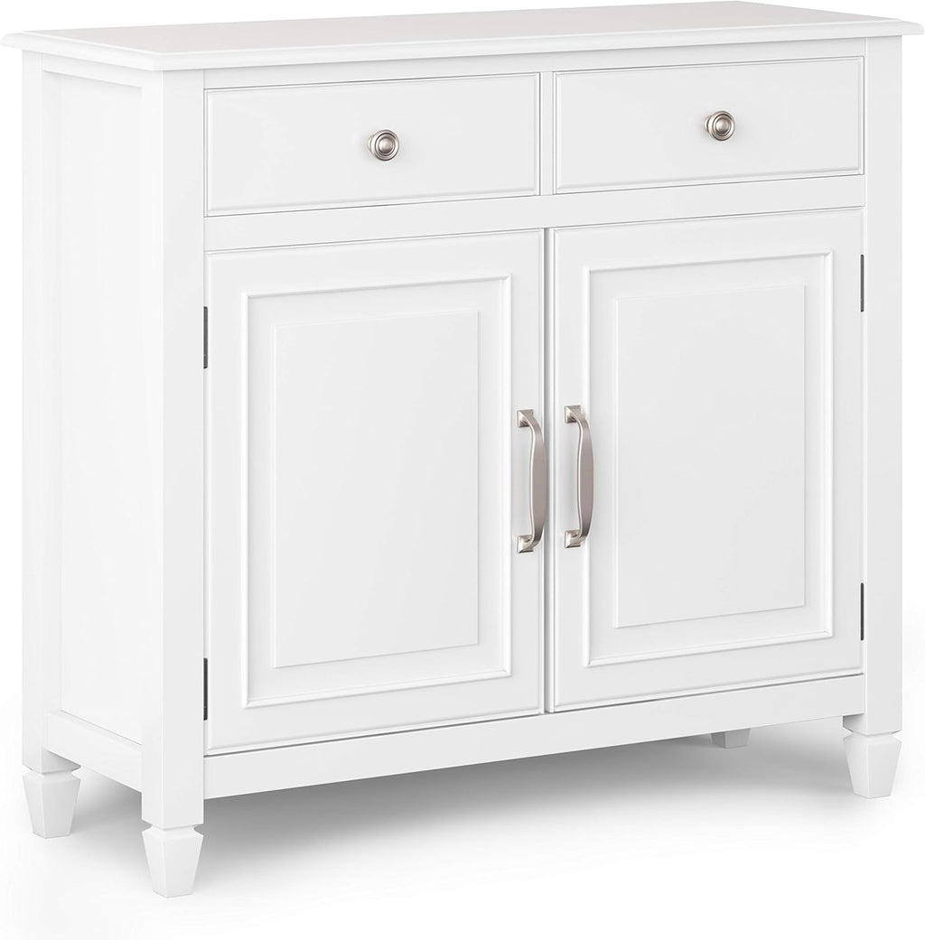 Distressed Grey Solid Wood Entryway Storage Cabinet with 2 Drawers, 2 Doors, Adjustable Shelves L4553