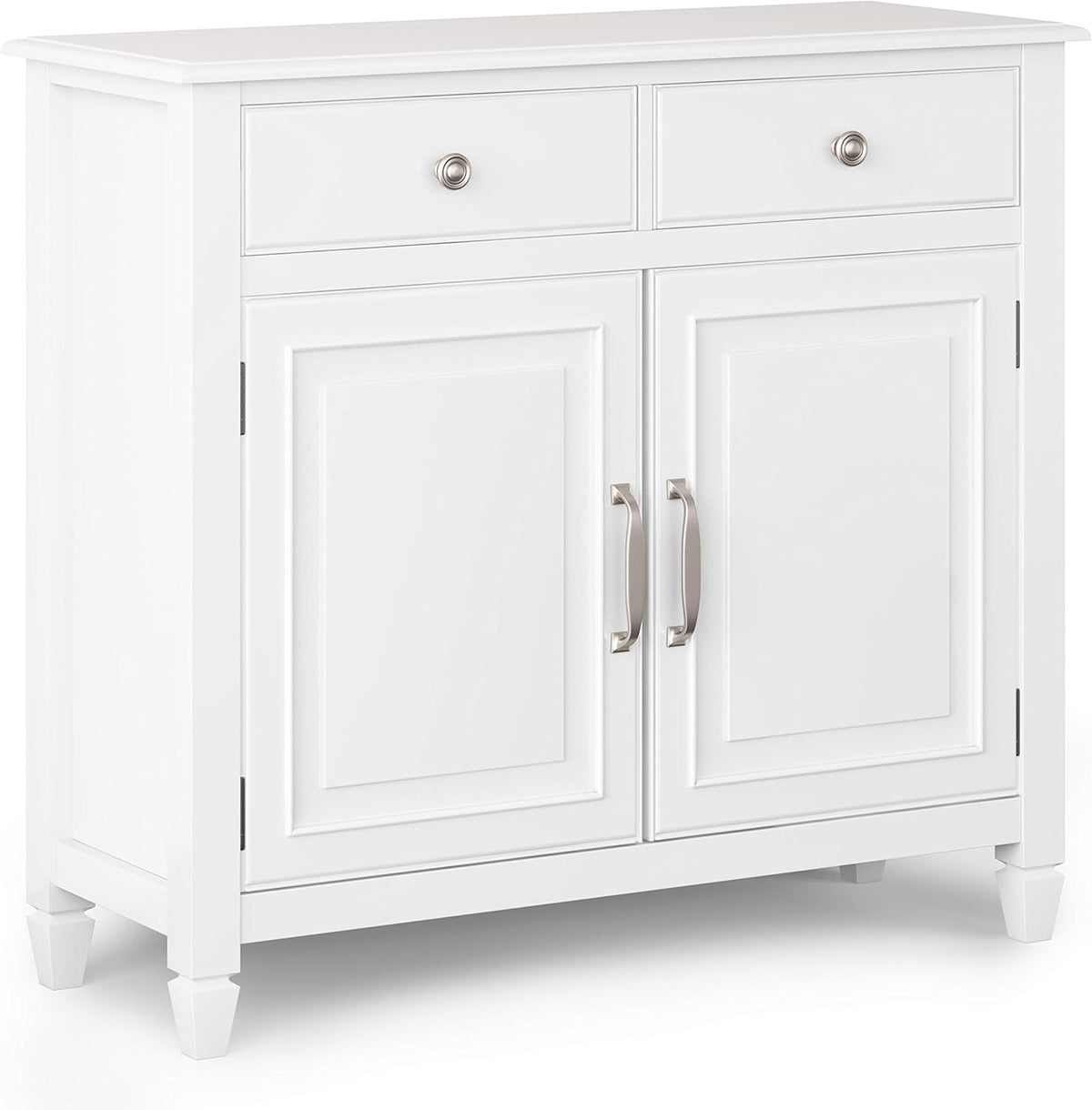 Distressed Grey Solid Wood Entryway Storage Cabinet with 2 Drawers, 2 Doors, Adjustable Shelves L4553