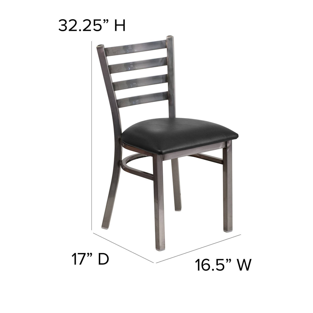 Black Vinyl Seat Metal Restaurant Chair S398783