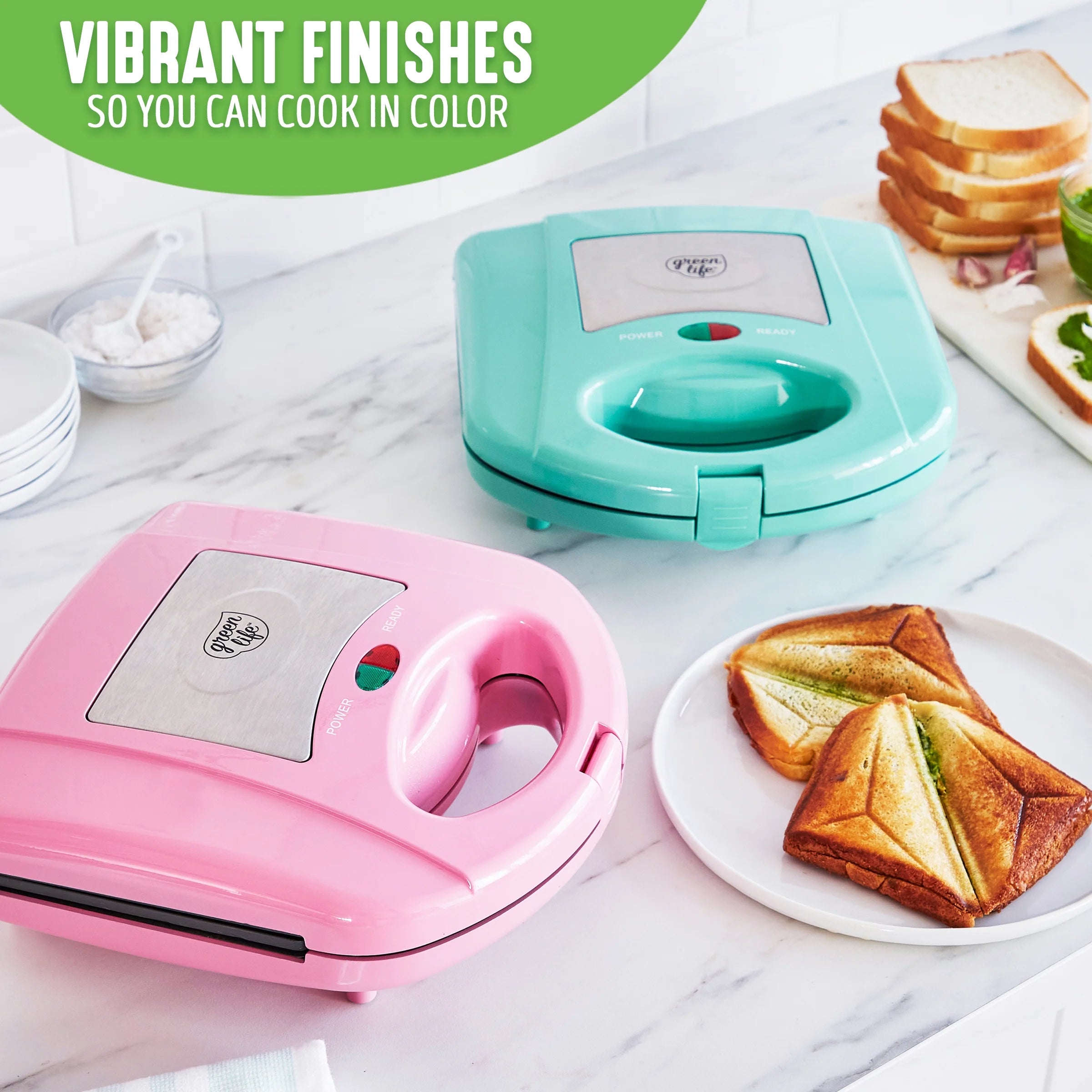 Pink Sandwich and Waffle Maker C715136