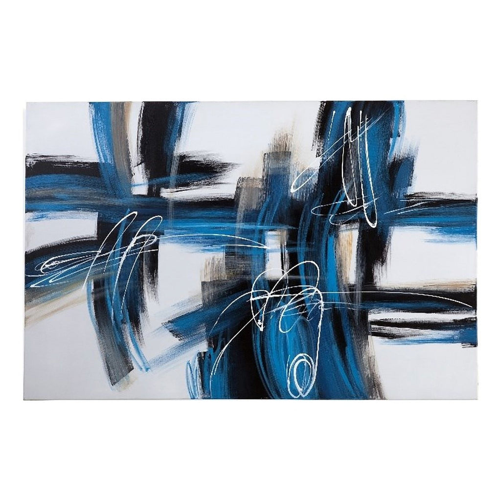Blue Hand Painted Canvas Fabric Painting W591