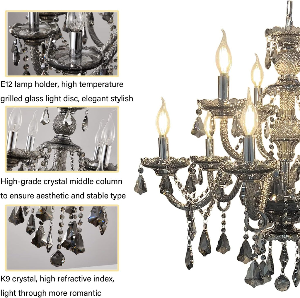 K9 Crystal Chandelier, Double Layer 9 Light Pendant Light Fixture U993