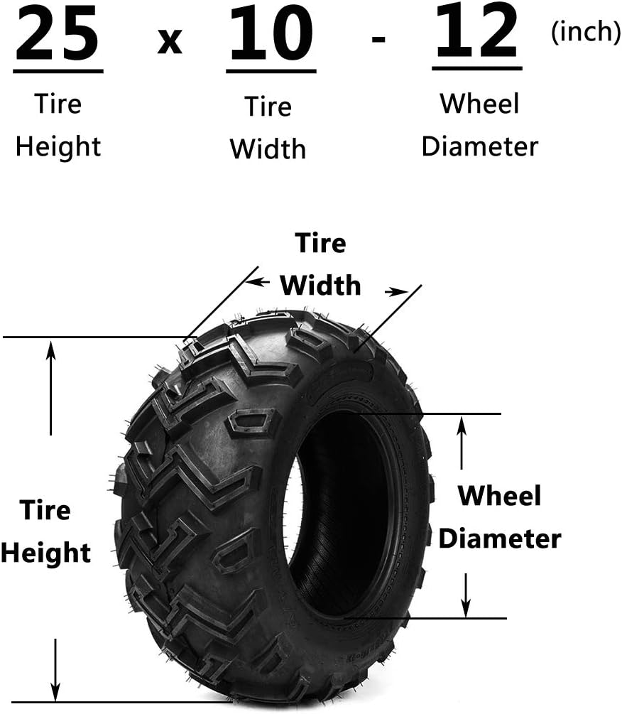 Set of 2 25x10-12 Rear ATV UTV Tires 6 Ply Rating J175833