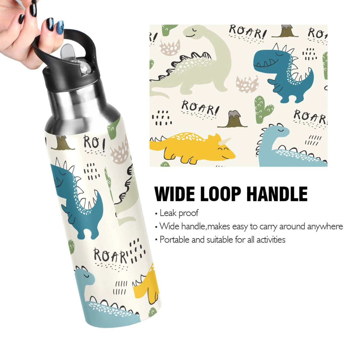 Stainless Steel Insulated Thermos Vacuum Flask Water Bottle with Straw Lid T200283