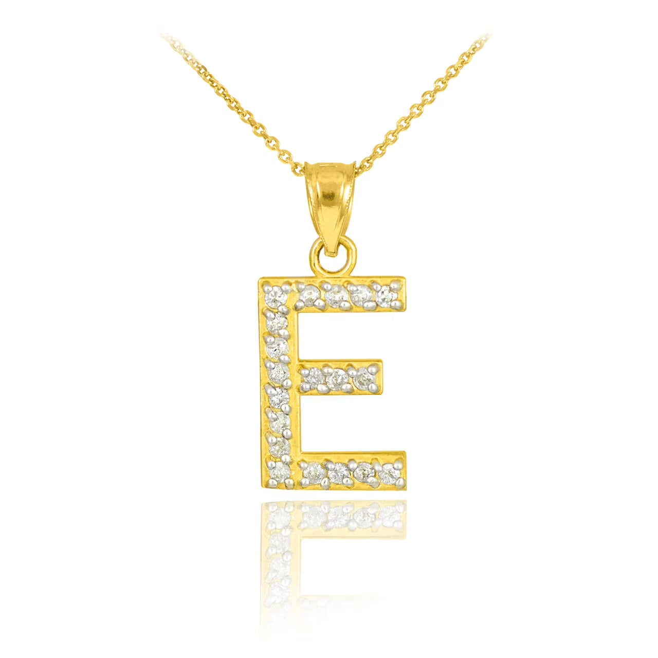 14K Diamond Initial Pendant Necklace B624