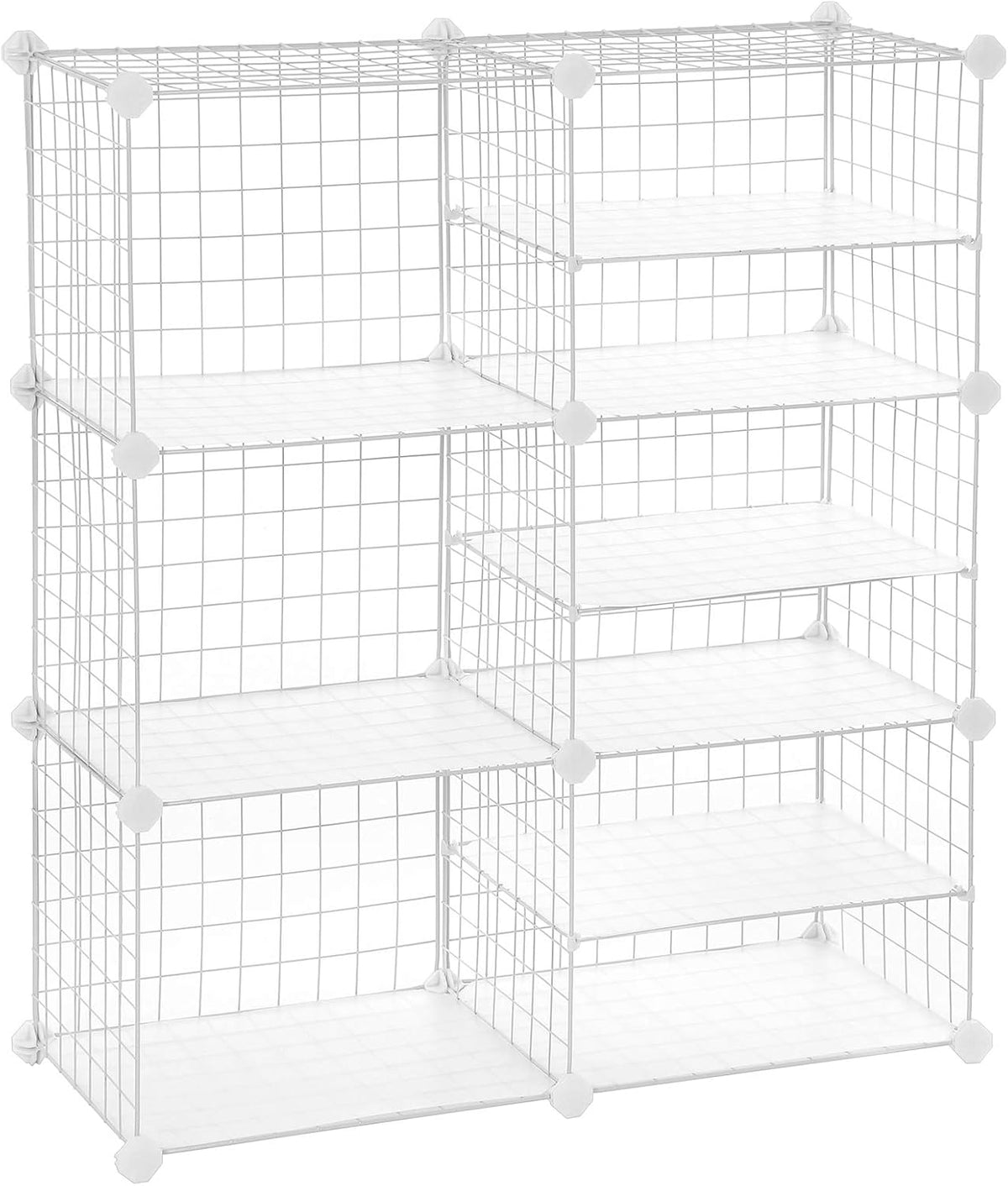 Cube Storage Unit, Interlocking Metal Wire Organizer, Modular Cabinet, Bookcase, 32.7 L x 12.2 W x 36.6 H Inches, Black R20250