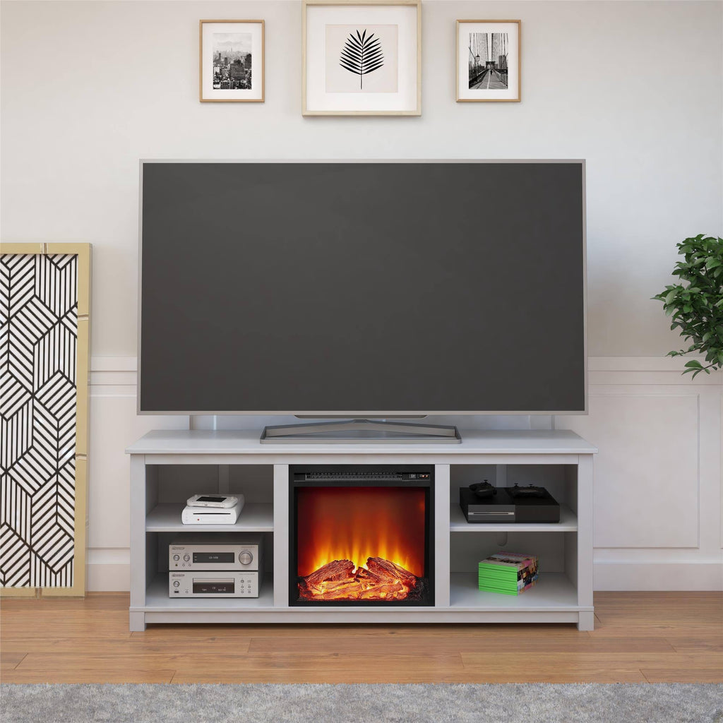 TV Console with Fireplace in Dove Gray R7037