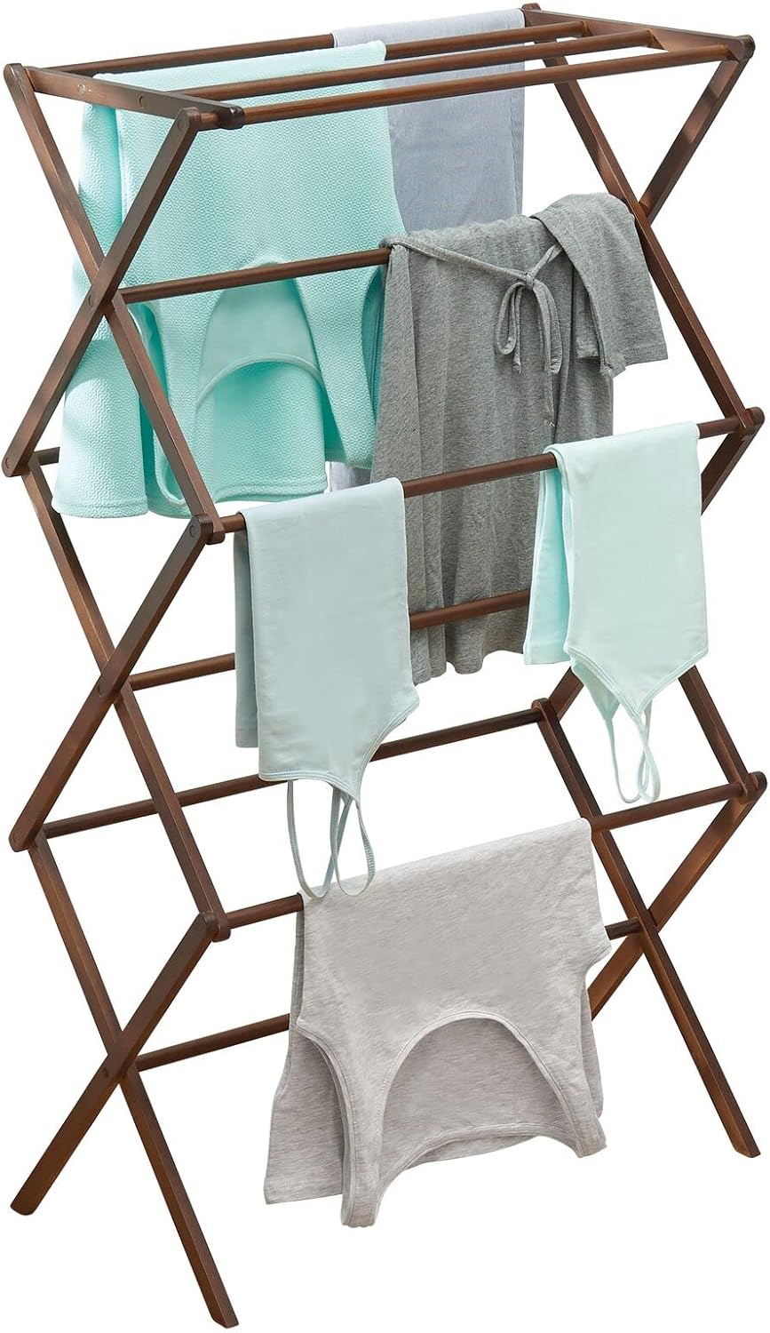 Gray Pack of 2 Bamboo Laundry Drying Rack I37498