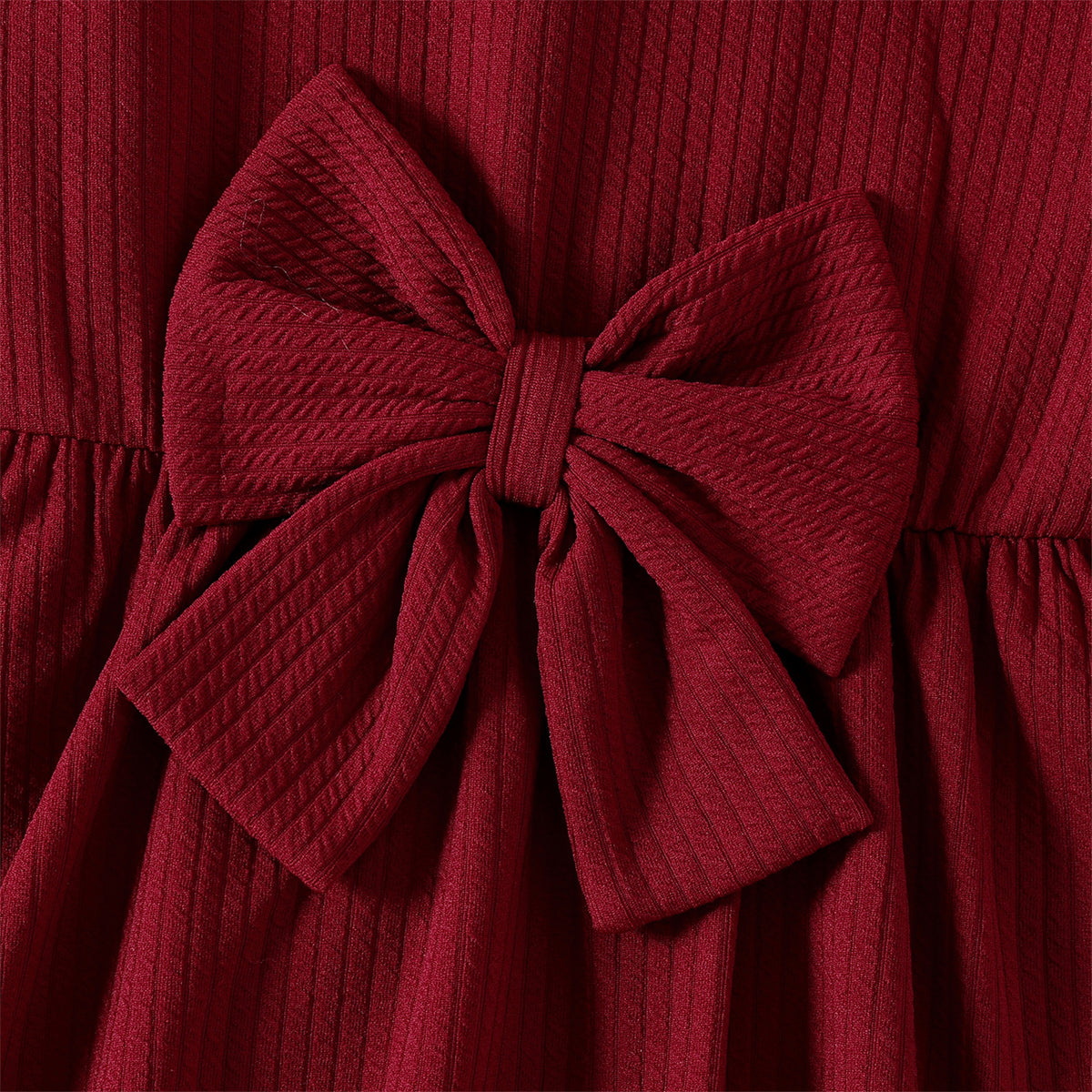 Red 3D Bowknot Long Sleeve Dress K381