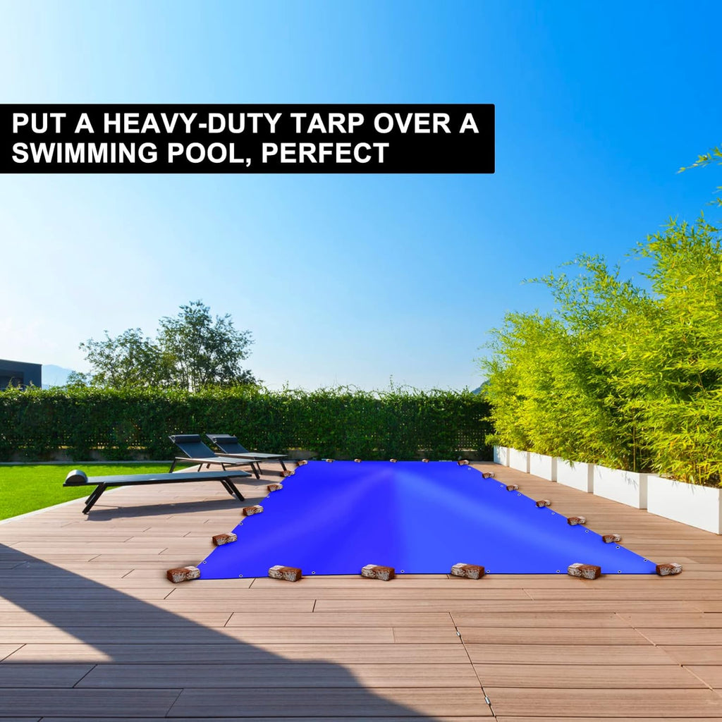Blue Heavy Duty Waterproof 16 Mil Thick Tarpaulin with Metal Grommets 20x30 G6237