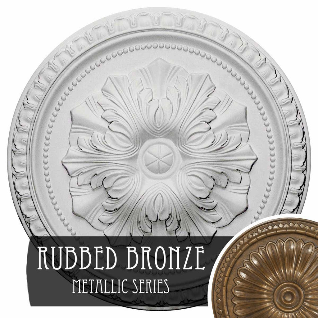 18x22OD x 1 3/8x22P Hand-Painted Rubbed Bronze Ceiling Medallion I23180