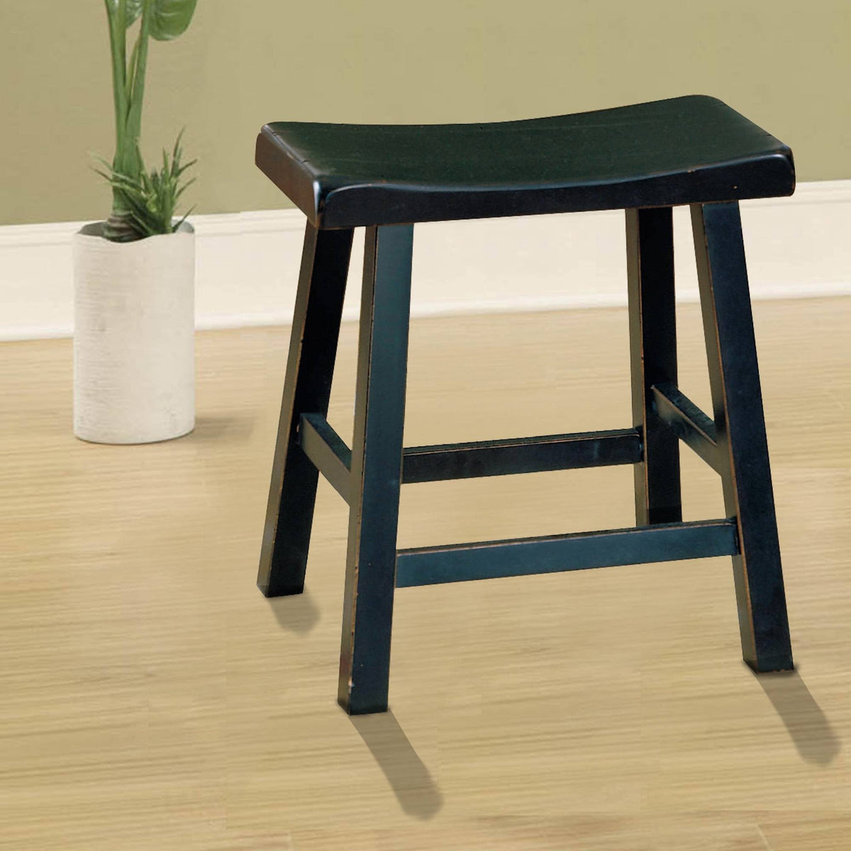 Black Wooden Counter Height Stool Set of 2 A523