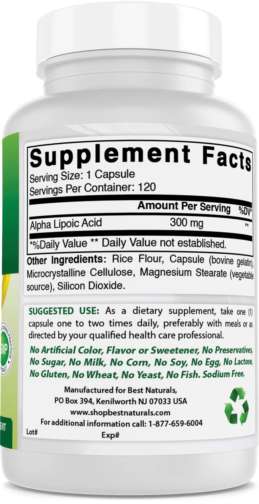 2 Pack Alpha Lipoic Acid 300 mg 120 Capsules A149