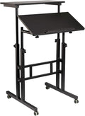 Vintage Oak Adjustable Rolling Standing Desk F531