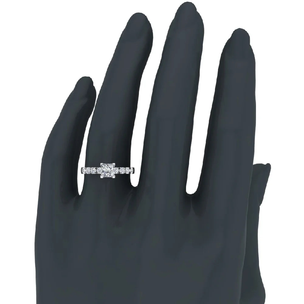 Princess Solitaire Diamond Ring 18K White Gold 1.20 Carat Q1898
