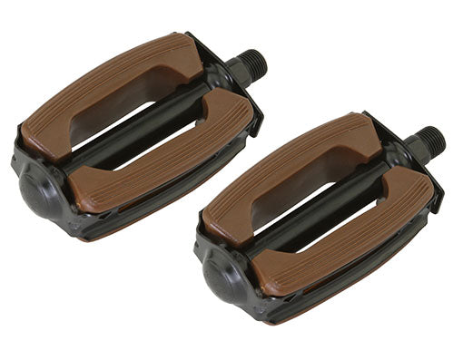 Rubber Pedals 9/16" Brown and Black, Pair, Bicycle Parts X1108