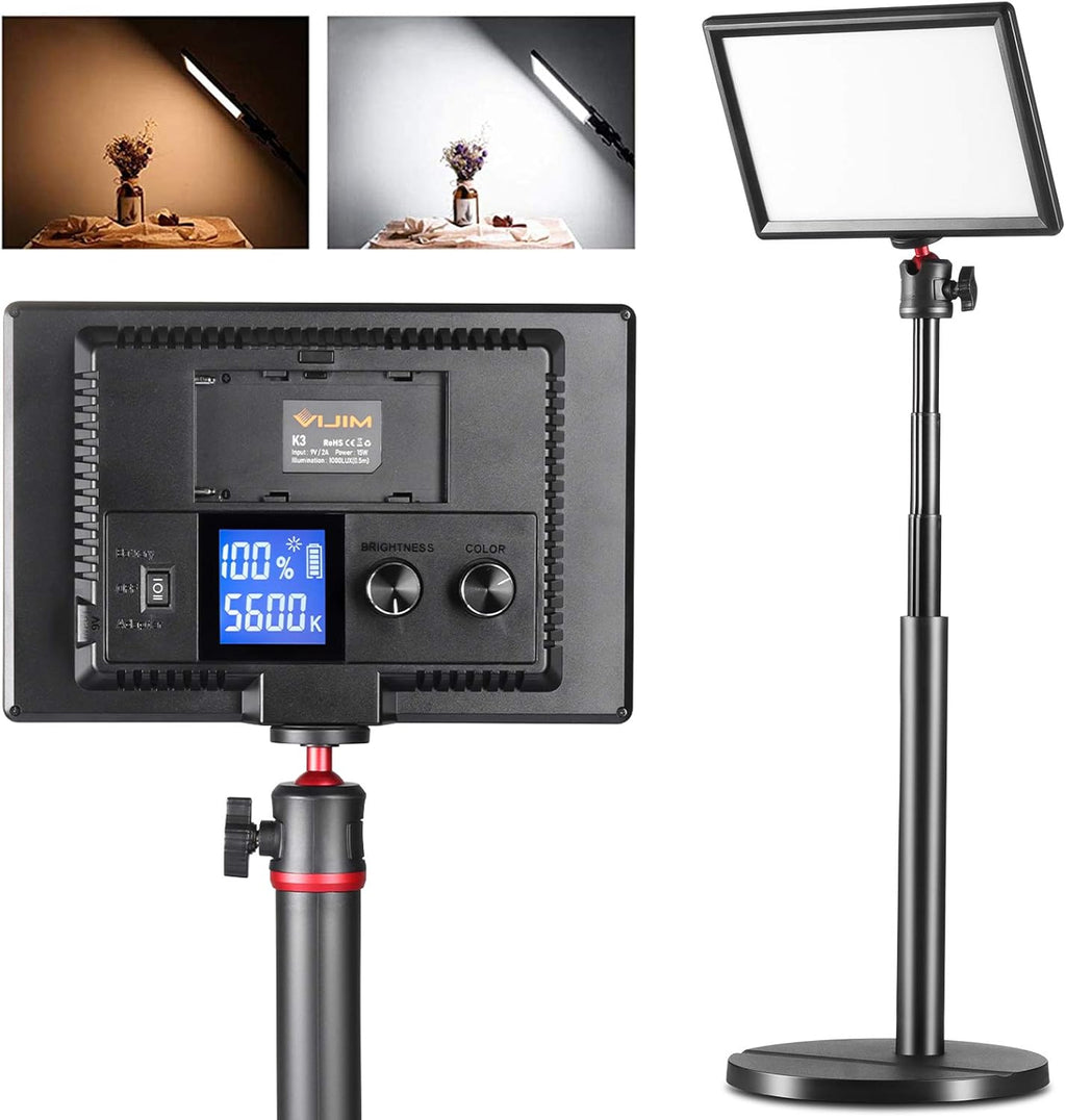 LED Key Light Desktop, Dimmable Bi-Color LED Video Light with LCD Screen and 28 Extend Stand, 3200-5600K CRI>95 Z514