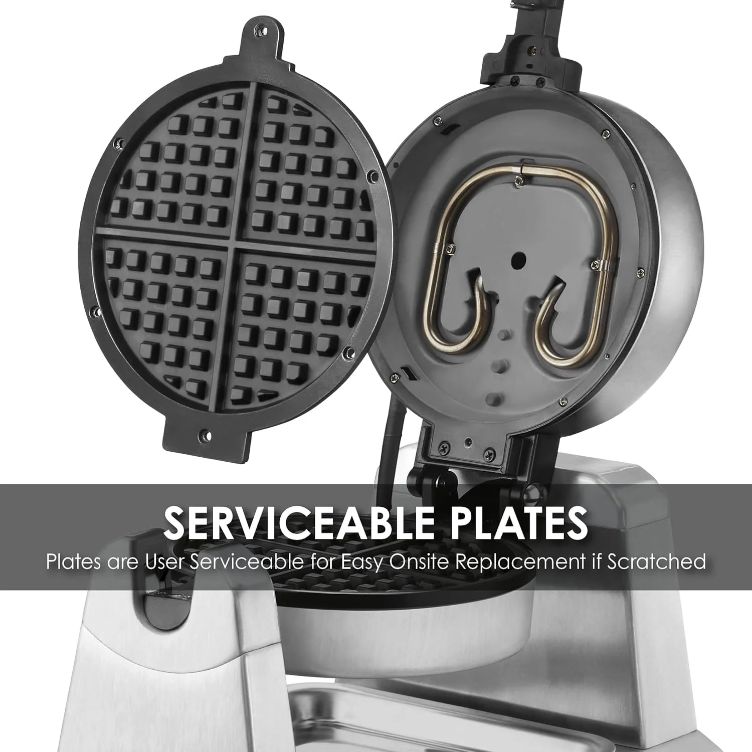 Single Rotating Die Cast Waffle Maker with Non-Stick Plates G2666