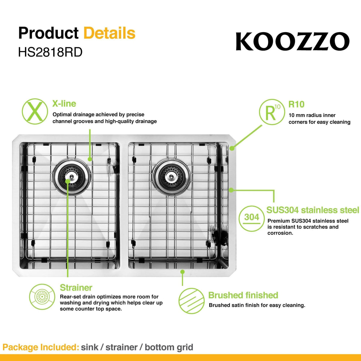 Undermount Stainless Steel Kitchen Sink H9499