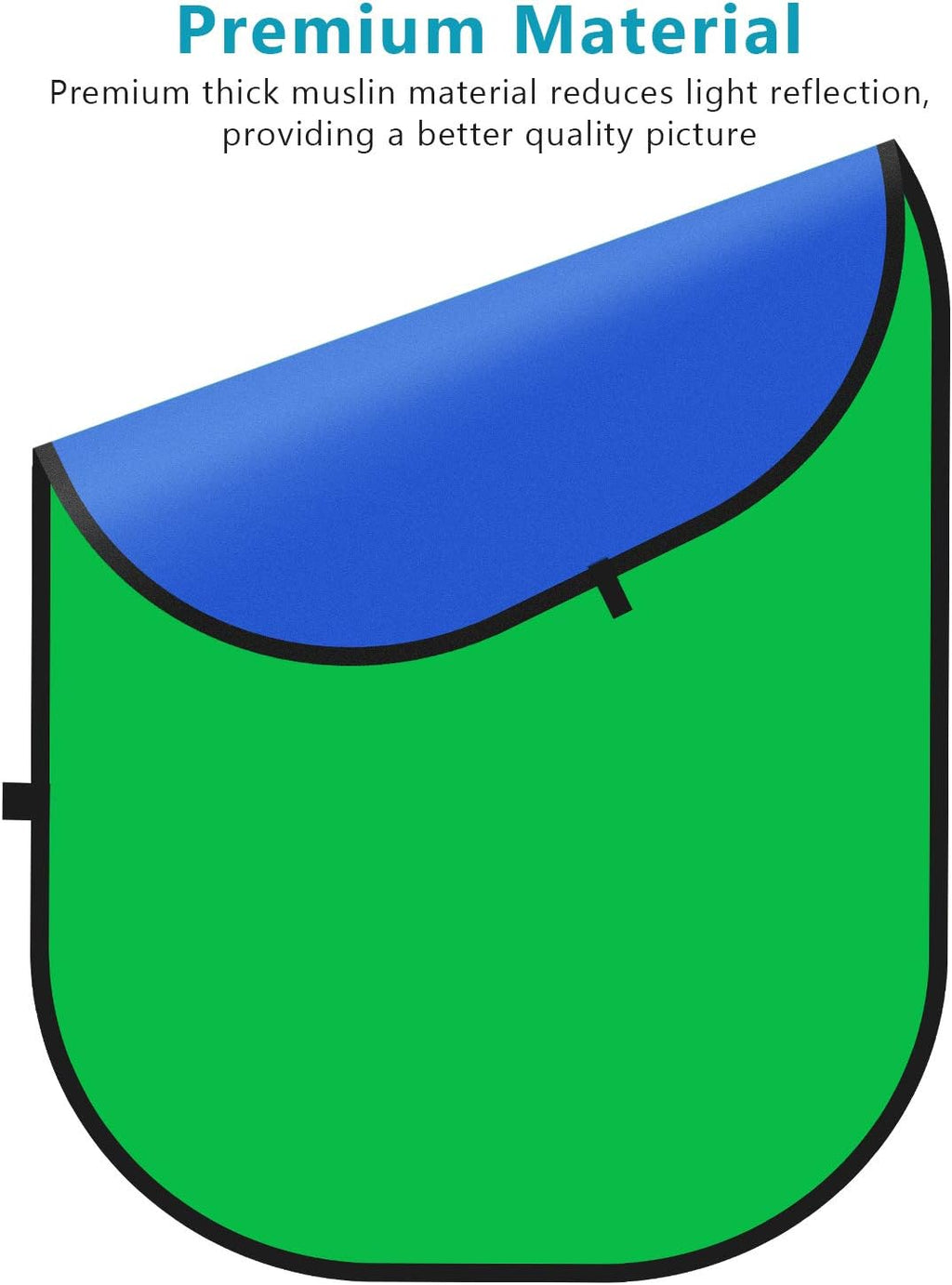 5x7ft Collapsible Chromakey Backdrop with Stand, 2-in-1 Reversible Green Screen Blue Background Panel L58824