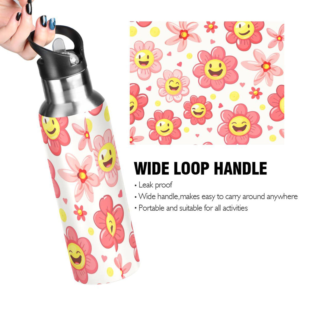 Pink Insulated Stainless Steel Water Bottle with Straw Lid 20 oz N8896