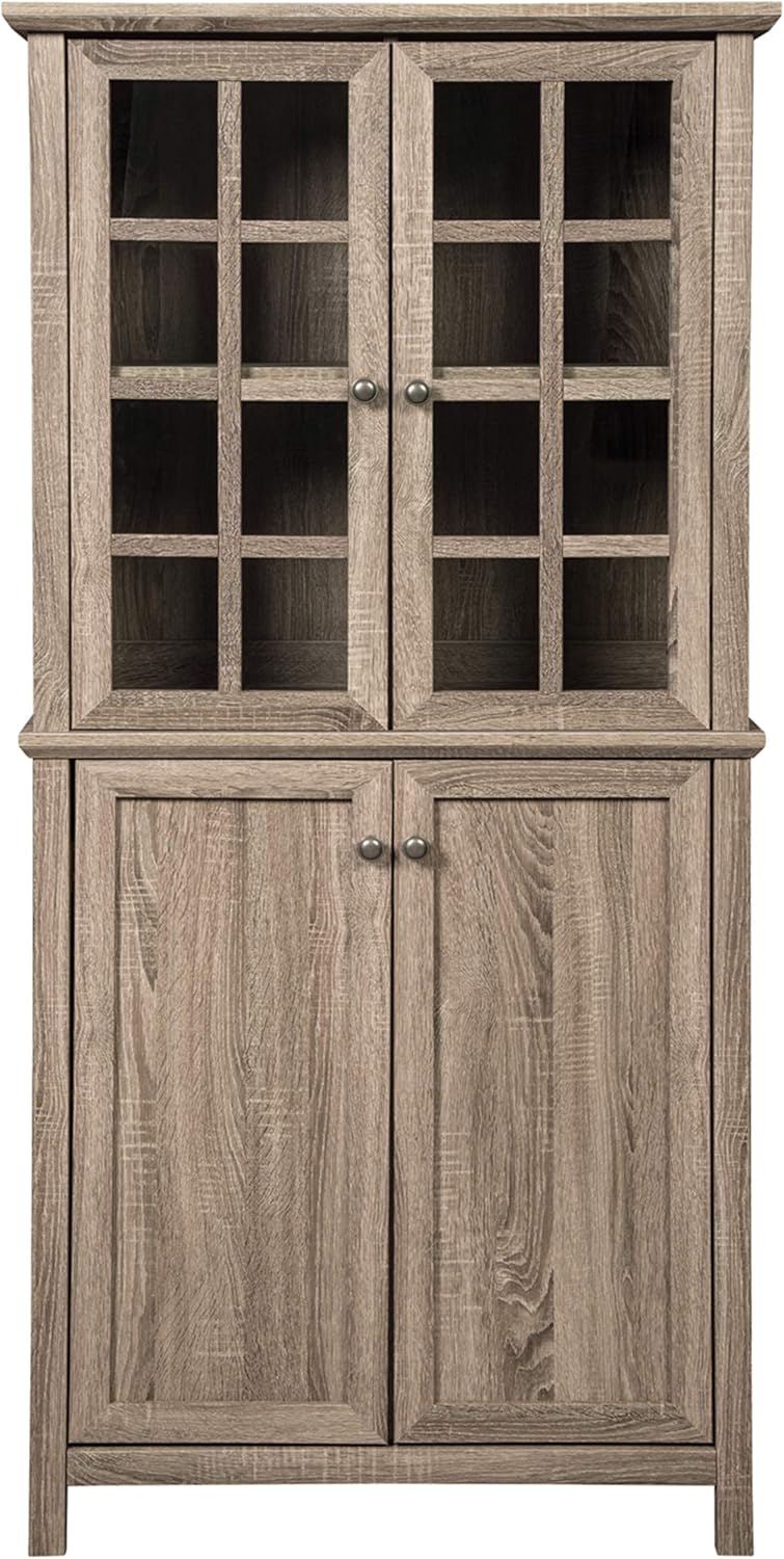 Rustic Farmhouse Accent Cabinet with Adjustable Shelves, Gray W512