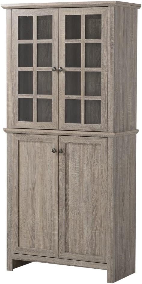 Rustic Farmhouse Accent Cabinet with Adjustable Shelves, Gray W512