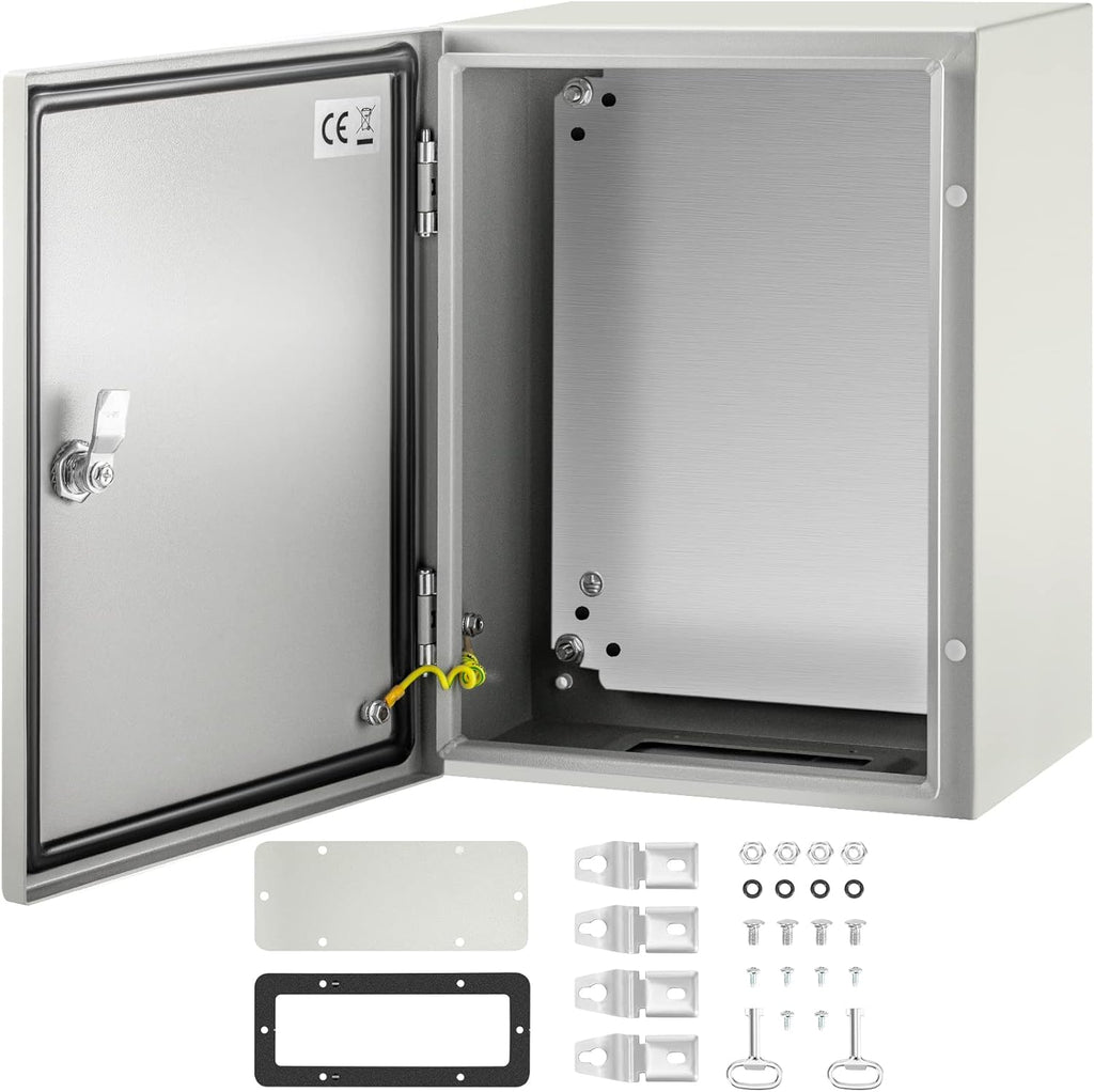 16'' ×12'' ×6'' Carbon Steel Hinged Junction Box, IP66 Waterproof & Dustproof, with Mounting Plate V292244