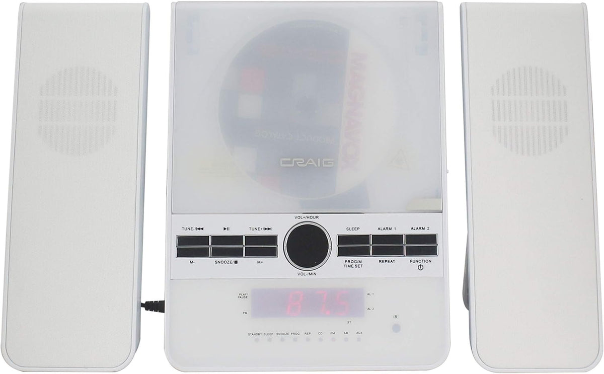 3-Piece Vertical CD Stereo Shelf System with AM/FM Radio, Bluetooth, Remote Control in Silver O284126