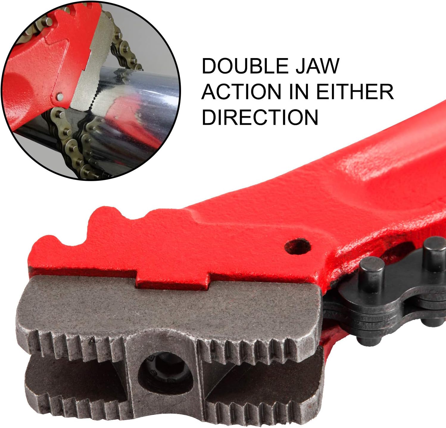 Chain Wrench Pipe 36inch, Heavy Duty Oil Filter Chain Wrench Capacity 4-1/2 to 7-1/2inch, Chain Length 760 mm R8108