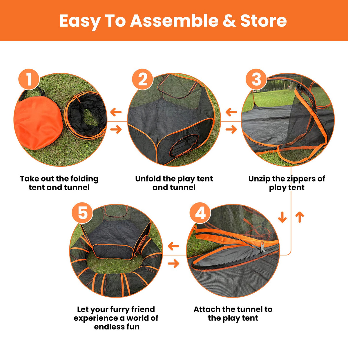 2 in 1 Foldable Pet Play Tent with Tunnel and Carry Bag, Black H9735