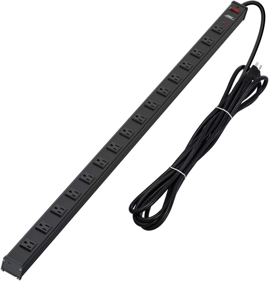 16-Outlet Surge Protector Power Strip with Circuit Breaker, 15 Feet, Pack of 2 B12286