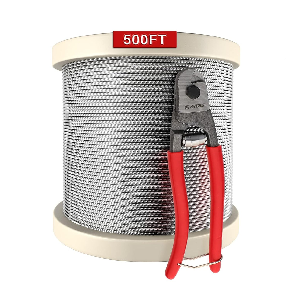 1/8 T316 Stainless Steel Cable with Cutter, 500FT Wire Rope, 7x7 Strands F332270