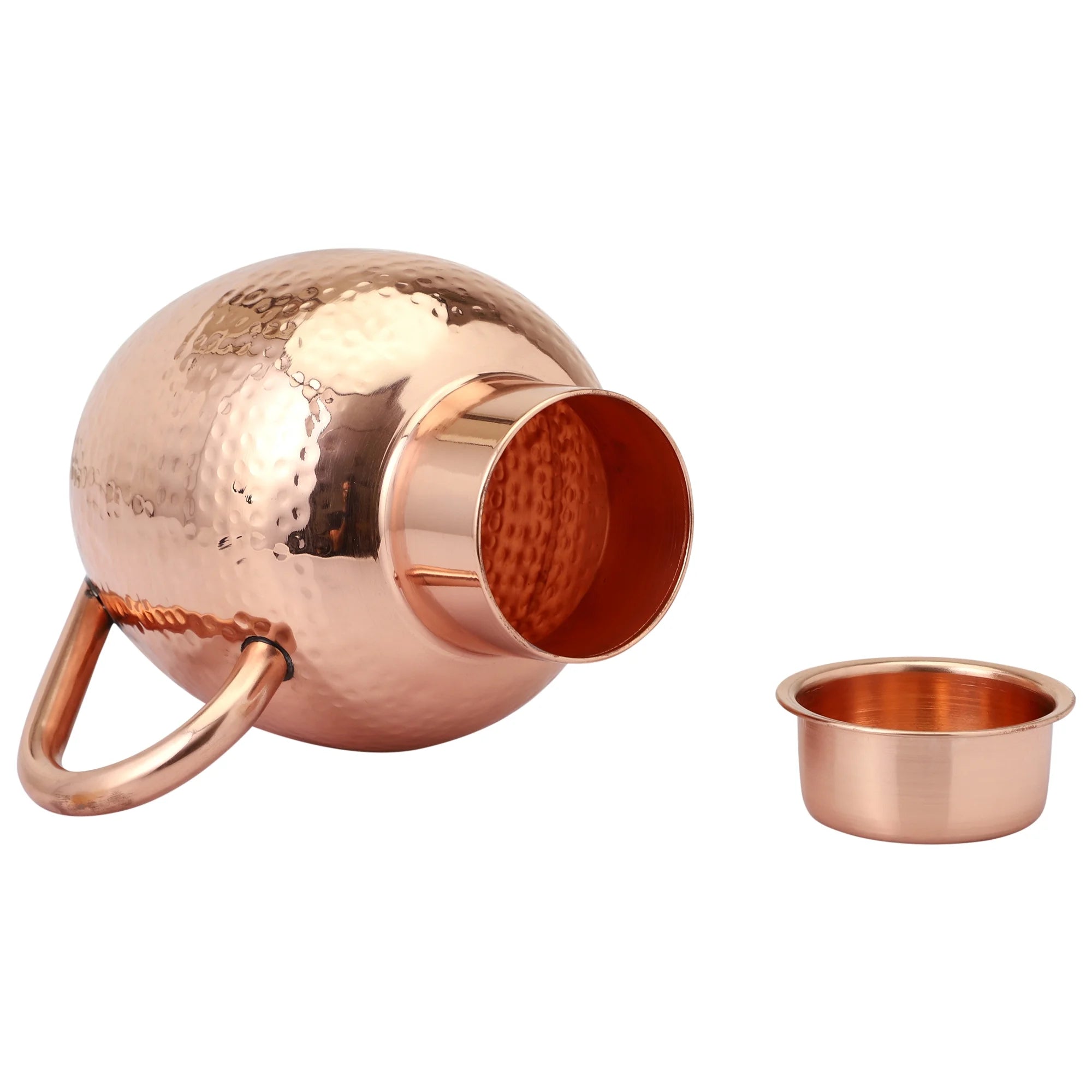 Copper Pitcher with Bowl, Hammered Jug, 50.7 US Fl Oz (1.5 Lt.) T4067