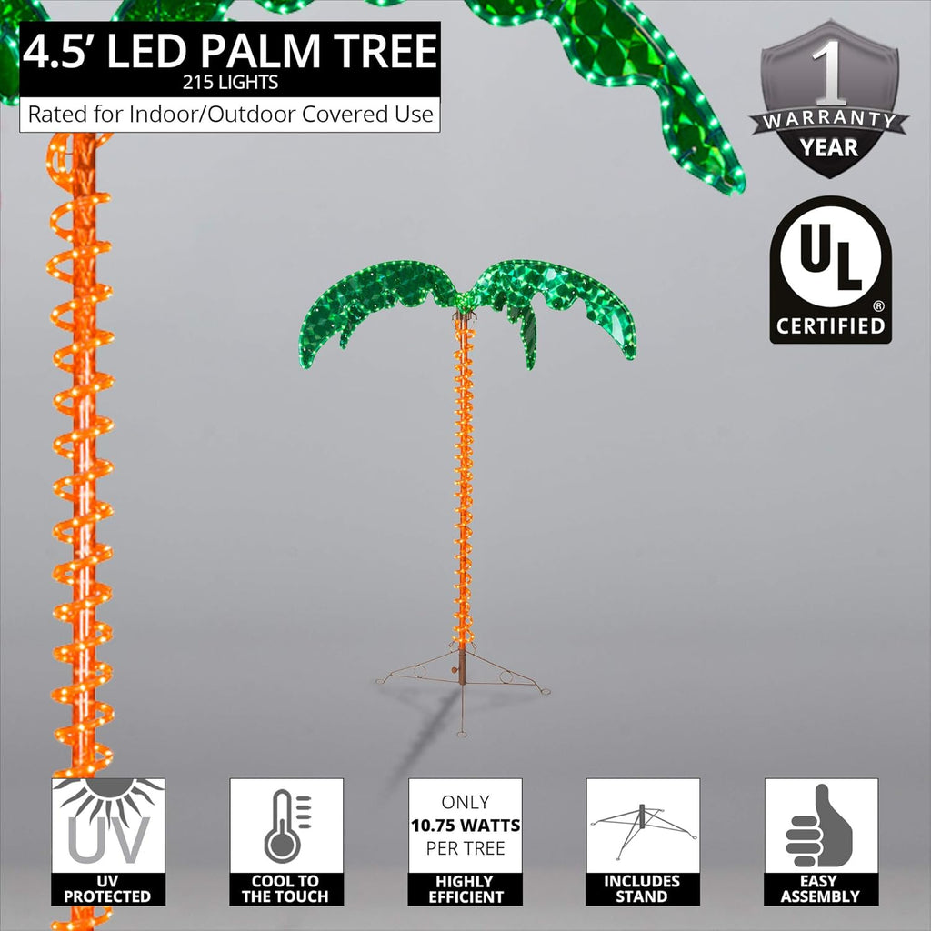 Tropical LED Rope Light Palm Tree (4.5 Foot) D342335
