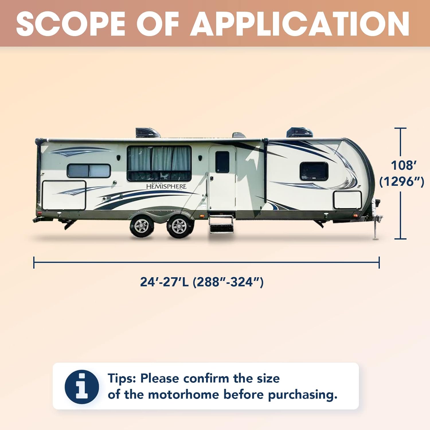 Windproof 4-Layer Travel Trailer Cover Fits 24’ - 27’ RV R79118
