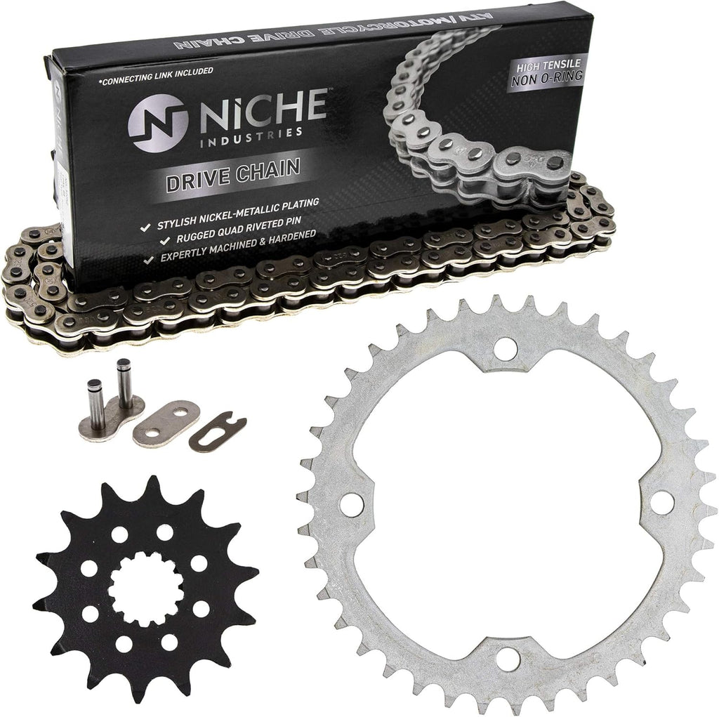 Drive Sprocket Chain Combo Front 14 Rear 38 Tooth 520NZ Standard 98 Links Pack of 2 I730