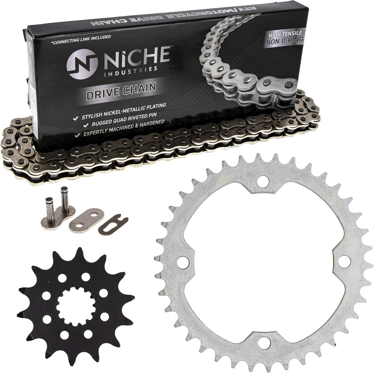 Drive Sprocket Chain Combo Front 14 Rear 38 Tooth 520NZ Standard 98 Links Pack of 2 I730