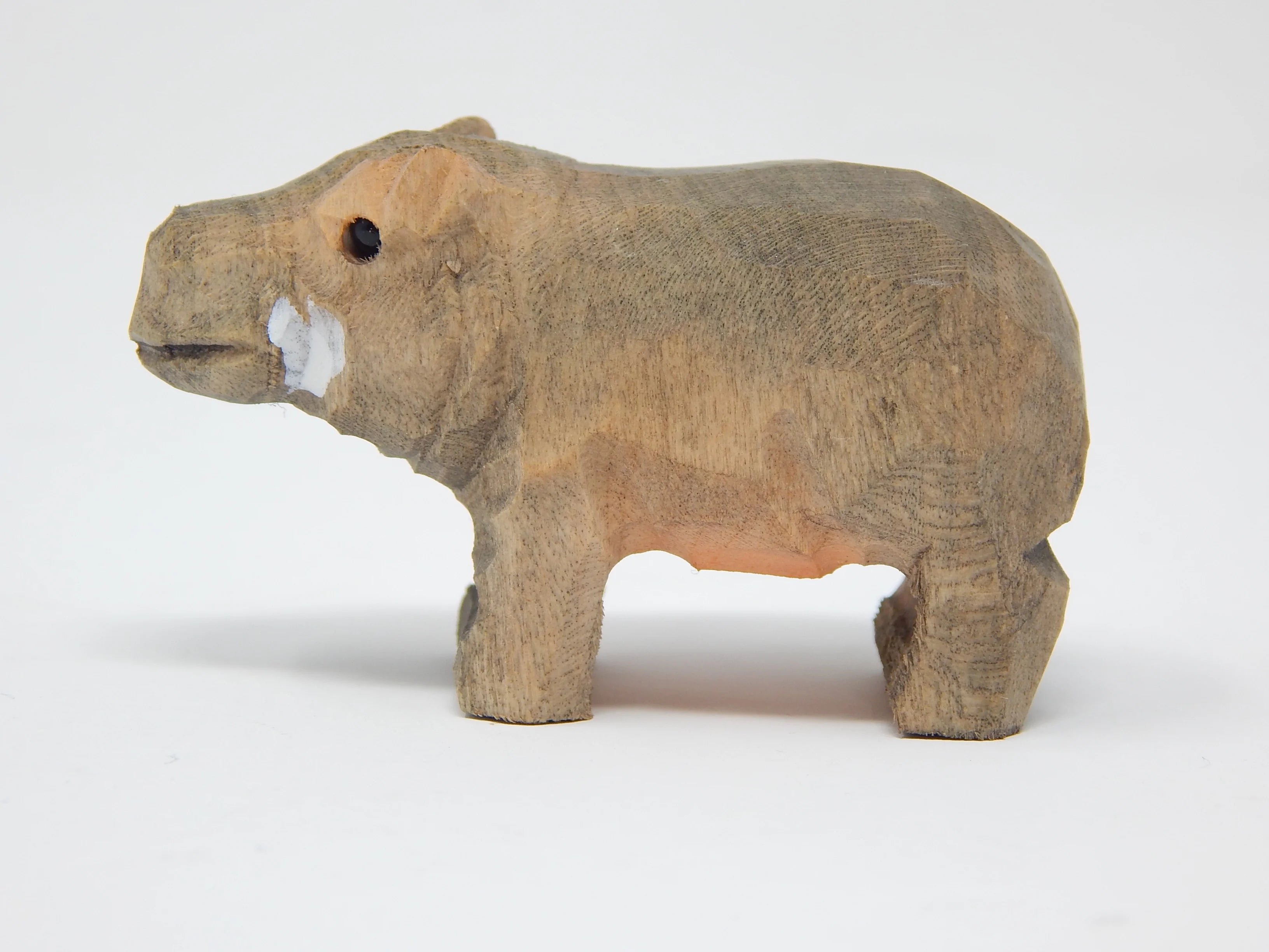 Small Wooden Pygmy Hippopotamus Figurine Handmade Decoration A210